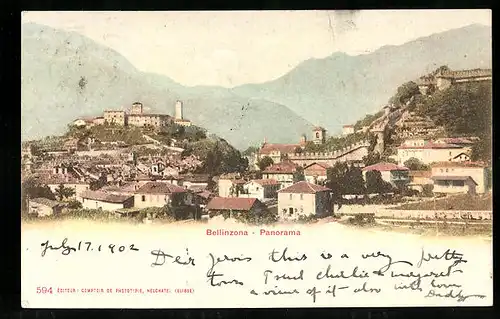 AK Bellinzona, Panorama vom Ort