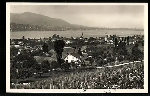 AK Küsnacht, Ortsansicht mit Blick auf den See