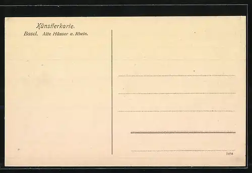 AK Basel, Alte Häuser am Rhein