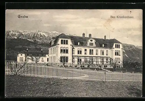 AK Grabs, Bezirks Krankenhaus mit Bergpanorama