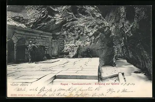 AK Ragaz, Taminaschlucht, Eingang zur Quelle