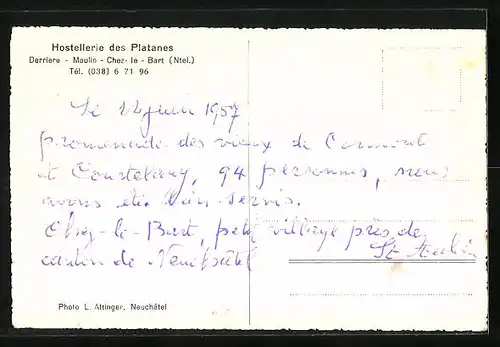 AK Chez-le-Bart /Ntel., Hostellerie des Platanes