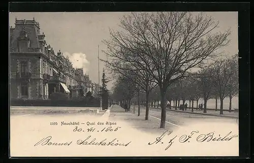 AK Neuchatel, Quai des Alpes