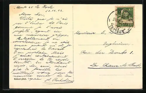 AK Le Locle, Vue egnerale prise du Verger