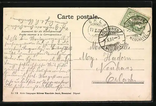 AK Colombier, Stadttor, Allee, Teilansicht