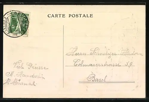 Künstler-AK Neuchâtel, Uferpartie, Boot mit Wächter