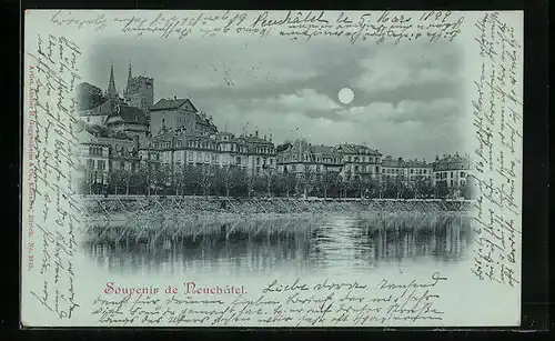 AK Neuchatel, Teilansicht der Stadt