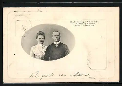 AK H. M. Koningin Wilhelmina & Z. H. Hertog Hendrik von den Niederlanden