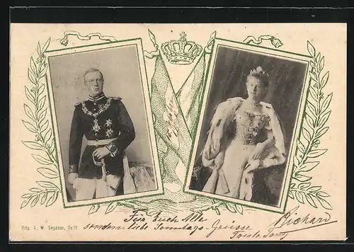 AK König Willem II. und Wilhelmina von den Niederlanden