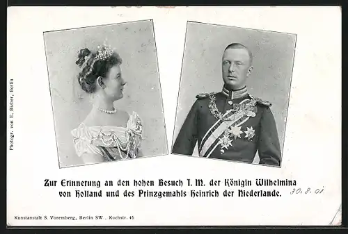 AK Königin Wilhelmina von den Niederlanden und Prinzgemahl Heinrich zu Besuch in Berlin