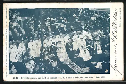 AK Plechtige Huwelijksinzengening van H. M. de Koningin en z. K. H. Prins Hendrik der Nederlanden, 1901