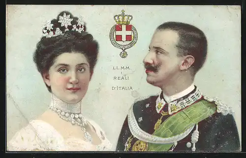 Lithographie I Reale d`Italia, Königspaar von Italien