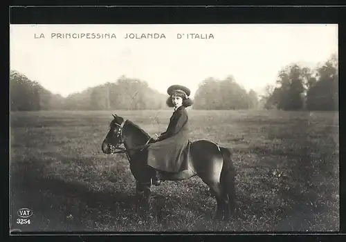 AK La Principessa Jolanda d`Italia, Jolanda von Italien auf einem Pony