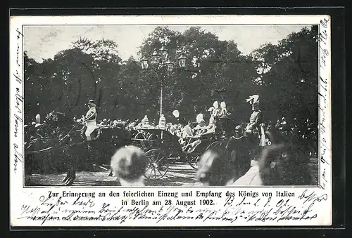 AK Berlin, Einzug und Empfang des Köngis von Italien 1902