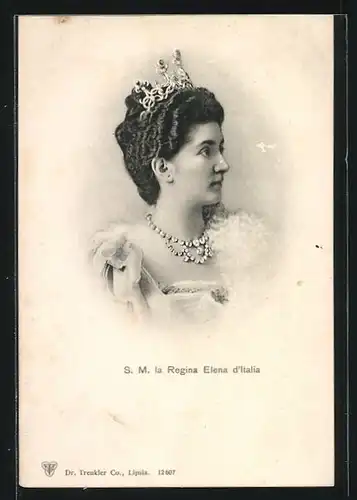 AK Porträt der Königin Elena von Italien mit Krone
