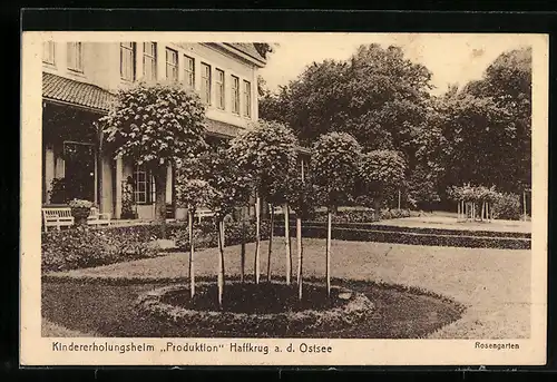 AK Haffkrug a. d. Ostsee, Kindererholungsheim Produktion, Rosengarten