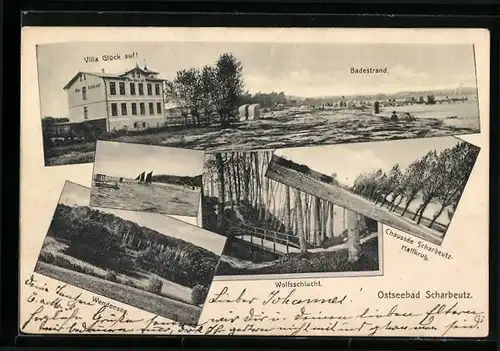 AK Scharbeutz / Ostsee, Hotel Villa Glück auf!, Chaussée, Wolfsschlucht