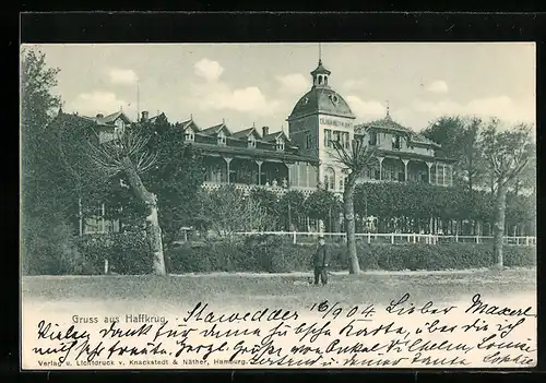 AK Haffkrug, Hotel Elisabethbad, Spaziergang im Sommer