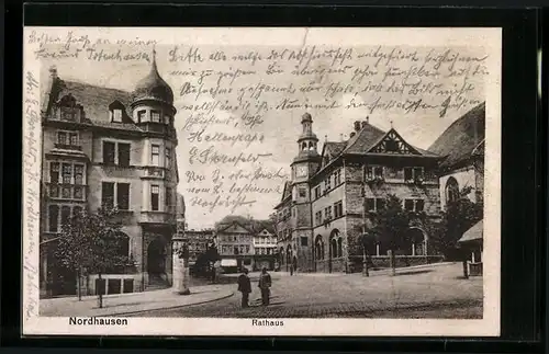 AK Nordhausen, Strassenpartie am Rathaus