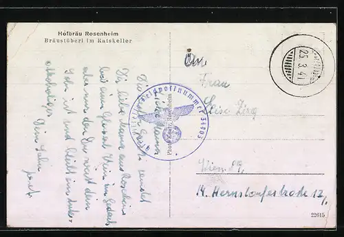 AK Rosenheim, Gasthaus Hofbräu, Bräustüberl im Ratskeller