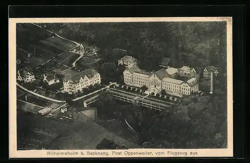 AK Backnang bei Oppenweiler, Wilhelmsheim vom Flugzeug aus