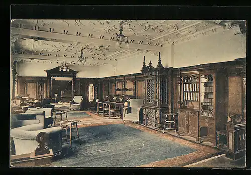 AK Nürnberg, Sendig Hotel, SChreib- und Lesezimmer