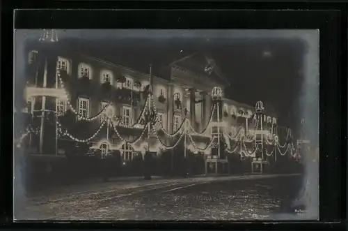 AK Karlsruhe, Festbeleuchtung am Schloss