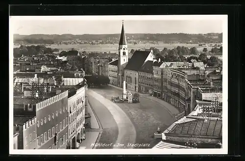 AK Mühldorf /Inn, Stadtplatz aus der Vogelschau