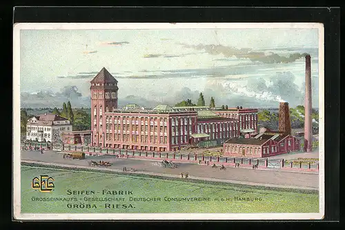 AK Gröba, Seifen-Fabrik, Grosseinkaufs-Gesellschaft Deutscher Konsumvereine