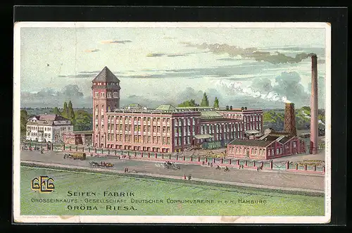 AK Gröba, Seifen-Fabrik, Grosseinkaufs-Gesellschaft Deutscher Konsumvereine