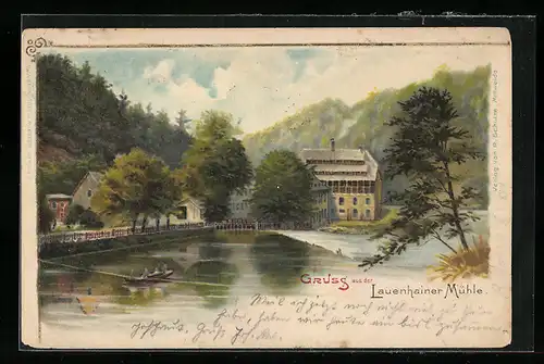 Lithographie Mittweida, Gasthaus Lauenhainer Mühle