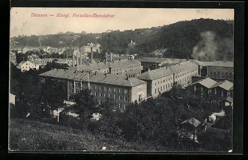 AK Meissen, Kgl. Porzellan-Manufaktur aus der Vogelschau