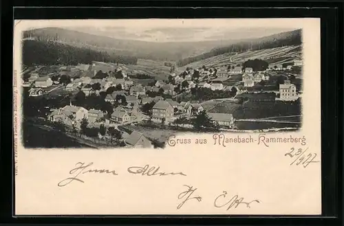 AK Manebach-Kammerberg, Panorama aus der Vogelschau