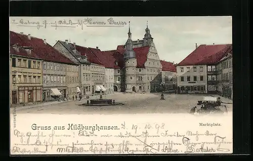 AK Hildburghausen, Partie am Marktplatz