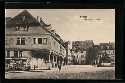 AK Arnstadt, Markt mit Galerie