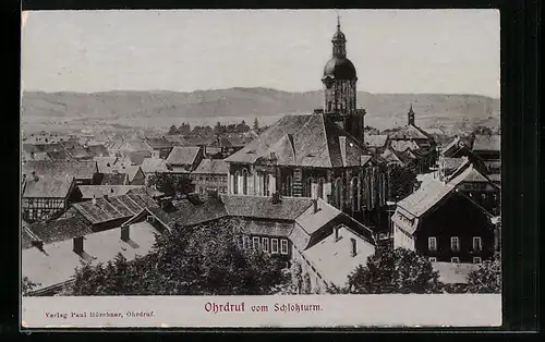 Relief-AK Ohrdruf, Ortsansicht vom Schlossturm