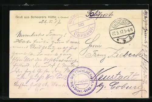 AK Ohrdruf, Gruss aus Scheerers Hütte