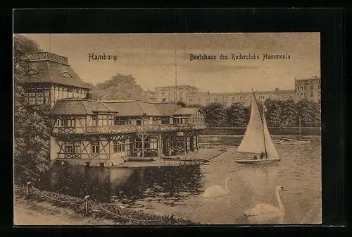 AK Hamburg-Rotherbaum, Bootshaus des Ruderklubs Hammonia