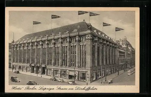 AK Berlin, Hertie Waren- und Kaufhaus G. m. b. H., Leipziger Strasse am Dönhoffplatz