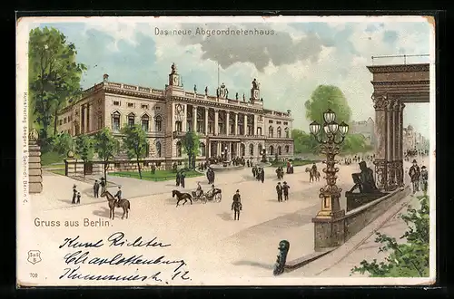 Lithographie Berlin, Das neue Abgeordnetenhaus in der Prinz-Albrecht-Strasse