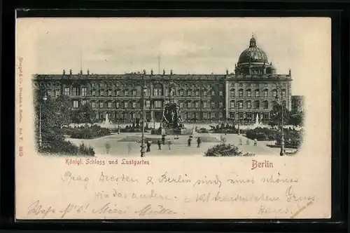 Relief-AK Berlin, Königliches Schloss und Lustgarten