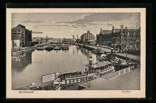AK Dortmund, Hafen mit Dampfern