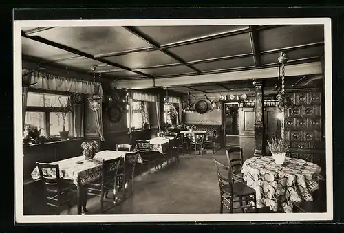 AK Grossholzleute /Allgäu, Gasthaus-Pension Adler, Innenansicht