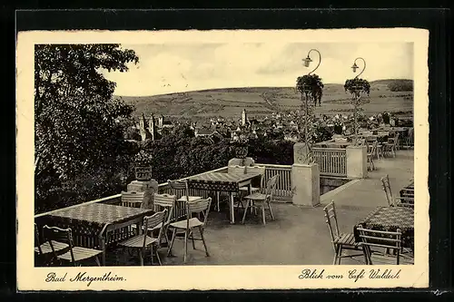 AK Bad Mergentheim, Blick vom Cafe Waldeck auf den Ort
