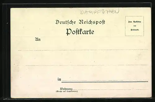 Lithographie Frankfurt a. M., Strassenpartie mit Strassenbahn und Eschenheimer Thurm