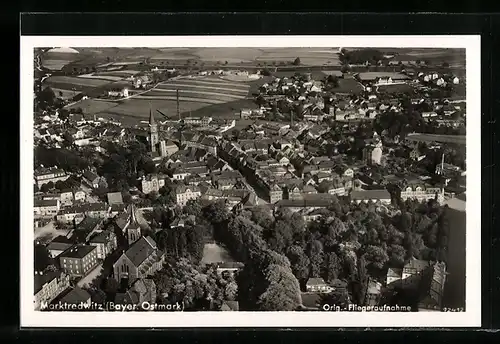 AK Marktredwitz, die Stadt als eine Fliegeraufnahme