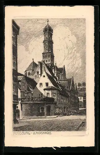 Künstler-AK Augsburg, Ulrichskirche