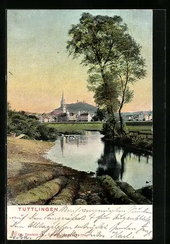 AK Tuttlingen, Ortsansicht mit Gewässer
