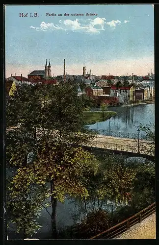 AK Hof i. B., Teilansicht an der unteren Brücke