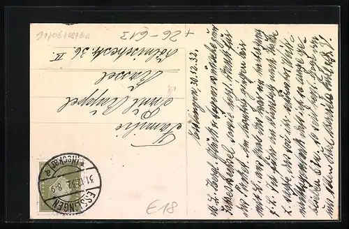 Künstler-AK Handgemalt: Esslingen, Turm, Neujahrsgruss